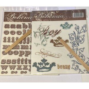 Lot Of 2 MME Rubons My Minds Eye Transfer Bohemia Bluebird New scrapbook journal